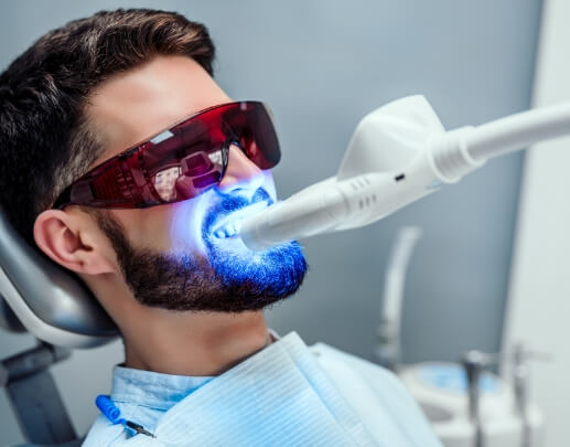 Dental patient receiving zoom teeth whitening